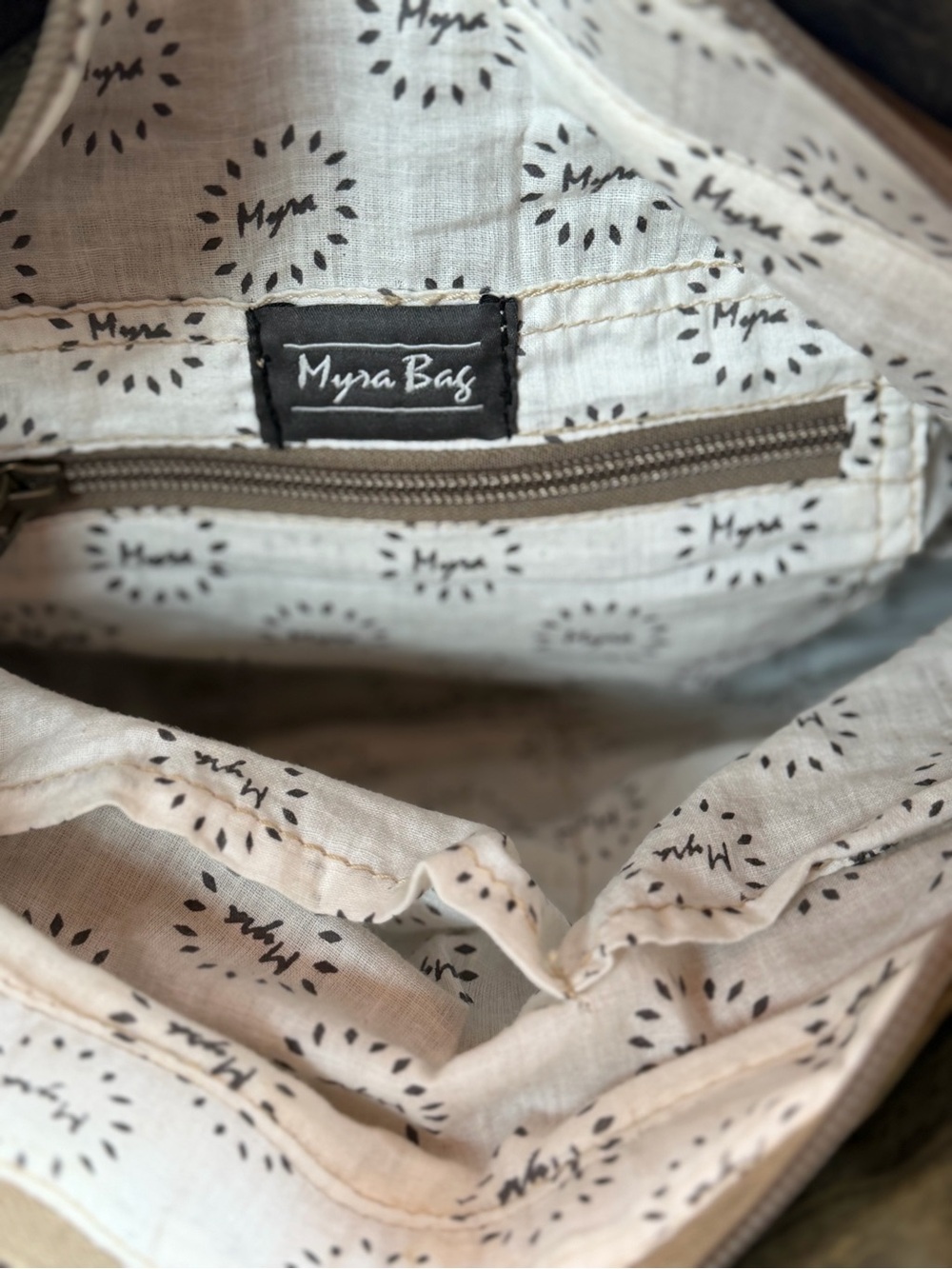 Myra Bag Brown Vintage Leather Tote Bag with Removable Strap - Picture 6 of 16